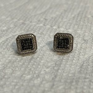 Kay Jewelers Sterling Silver Earrings with Black Diamond Accents